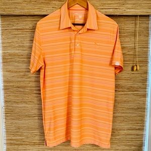 Puma Golf Polo: Light Orange + Pink + White Stripe